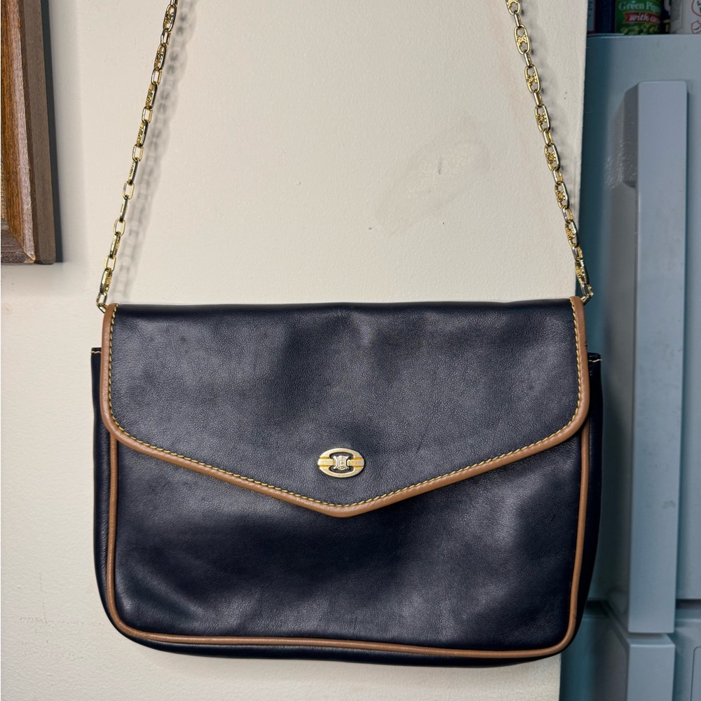 Vintage Celine Envelope clutch with logo chain. - Picture 9 of 16